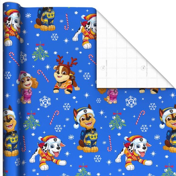Hallmark Wrapping Paper Paw Patrol Winter Fun 25 sq ft Holiday Gift - Picture 2 of 6